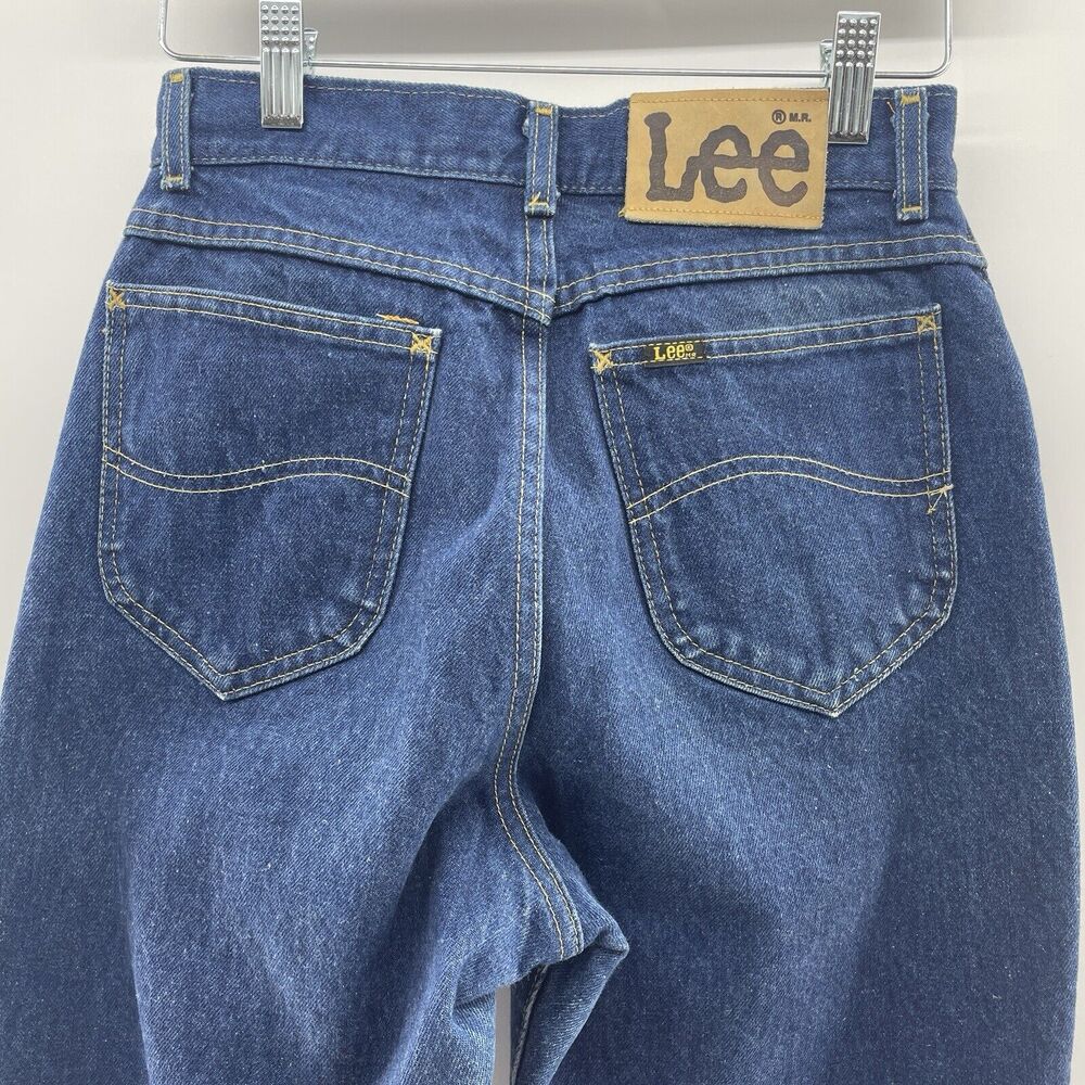 Vtg Lee Jrs Size 9P Petite 26 Jeans 80s Tapered Leg High Rise Rigid Denim Riders - Picture 6 of 16